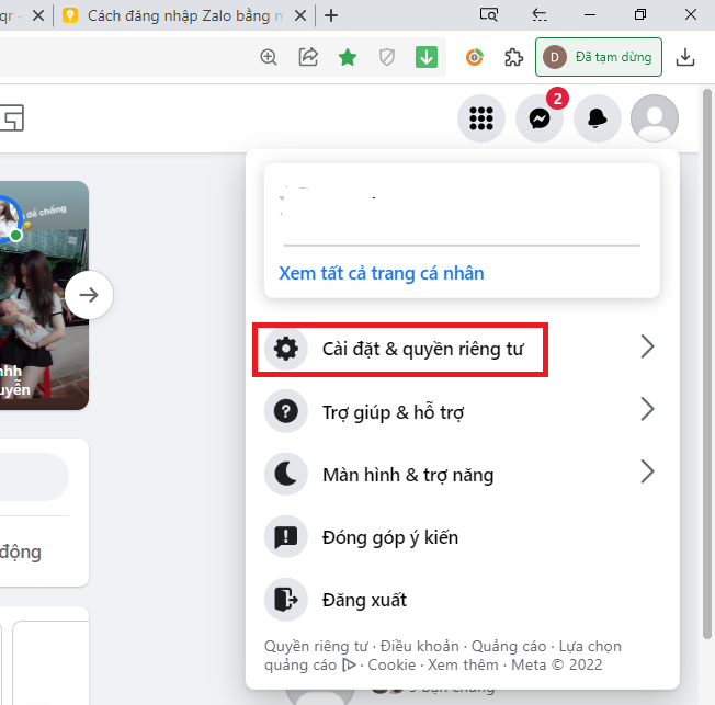 Xoá tài khoản facebook