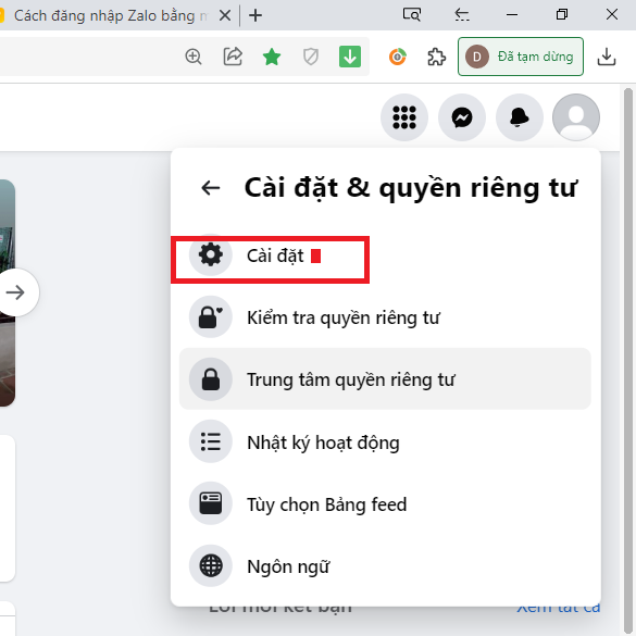 Xoá tài khoản facebook