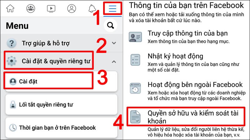 Xoá tài khoản facebook