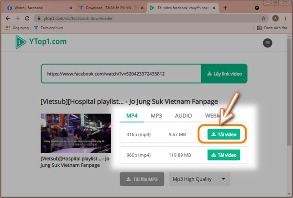 Tải video facebook