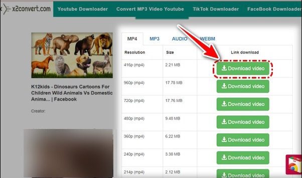 Tải video facebook