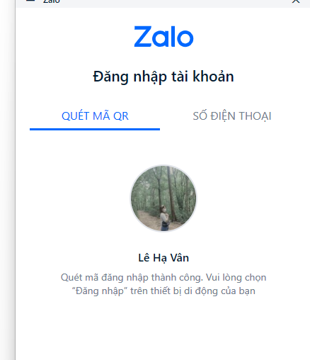 đăng nhập zalo bằng mã qr