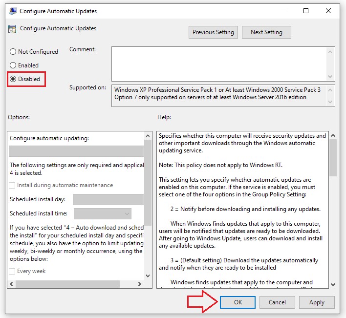 tắt update windows 10