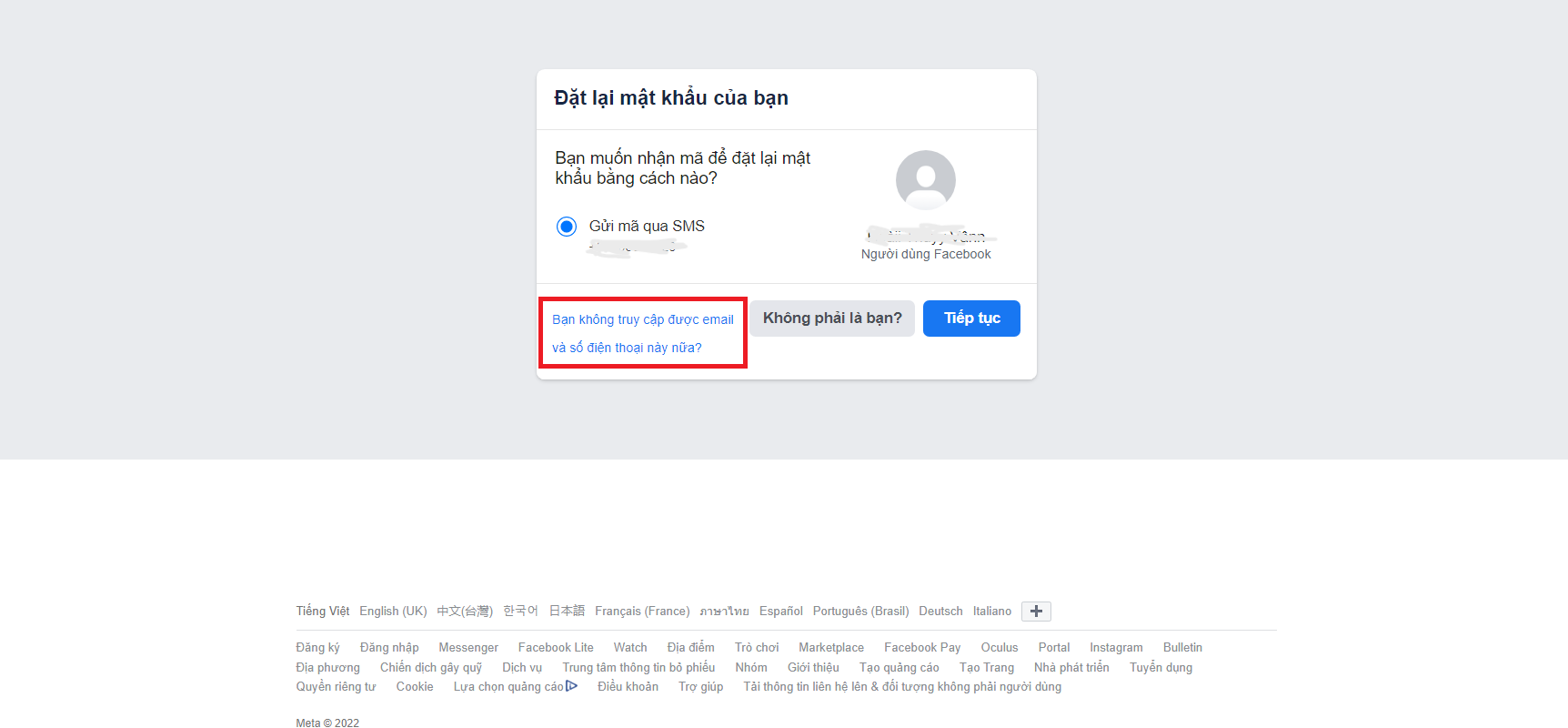 quên mã đăng nhập facebook