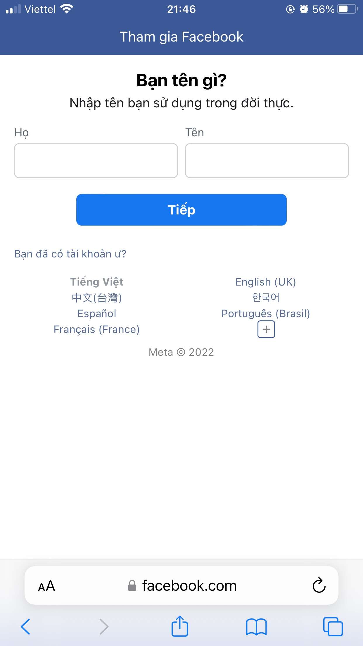 cách tạo tài khoản mới trên facebook