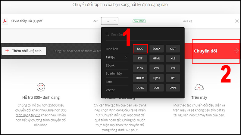chuyển pdf sang word online không bị lỗi font