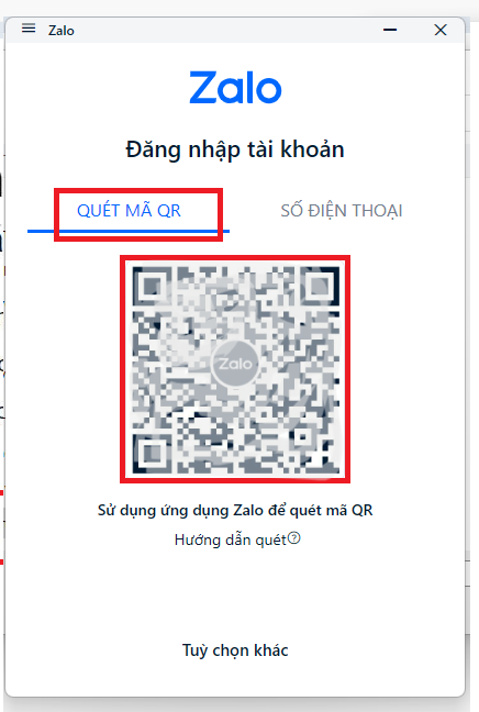 đăng nhập zalo bằng mã qr