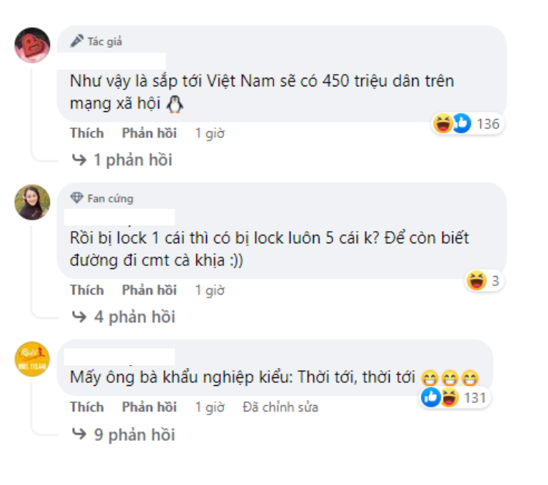 năm hồ sơ cá nhân trong một tài khoản Facebook