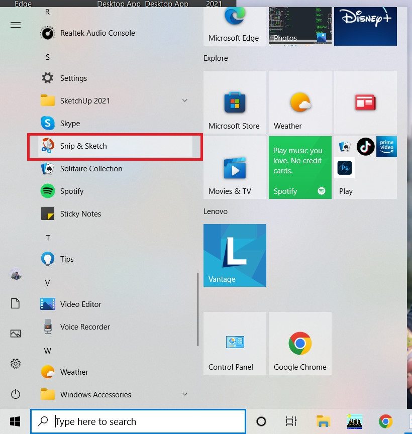 snipping tool win 10
