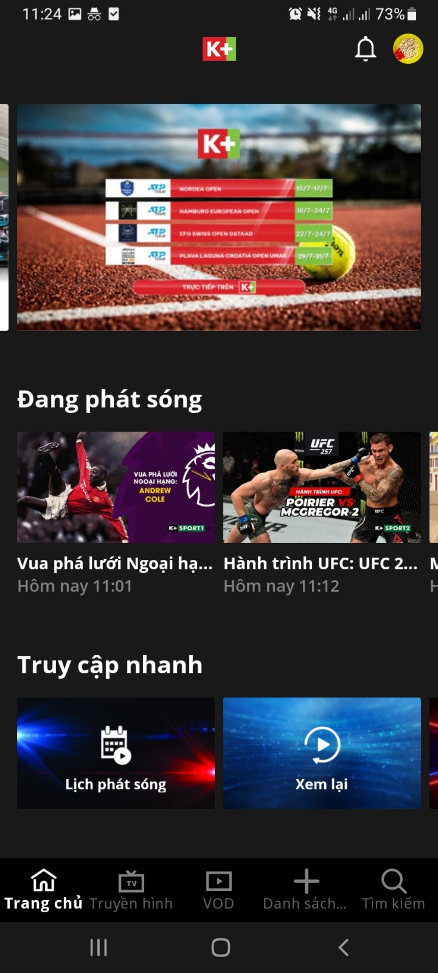 Cách xem K+ miễ phí trên điện thoại