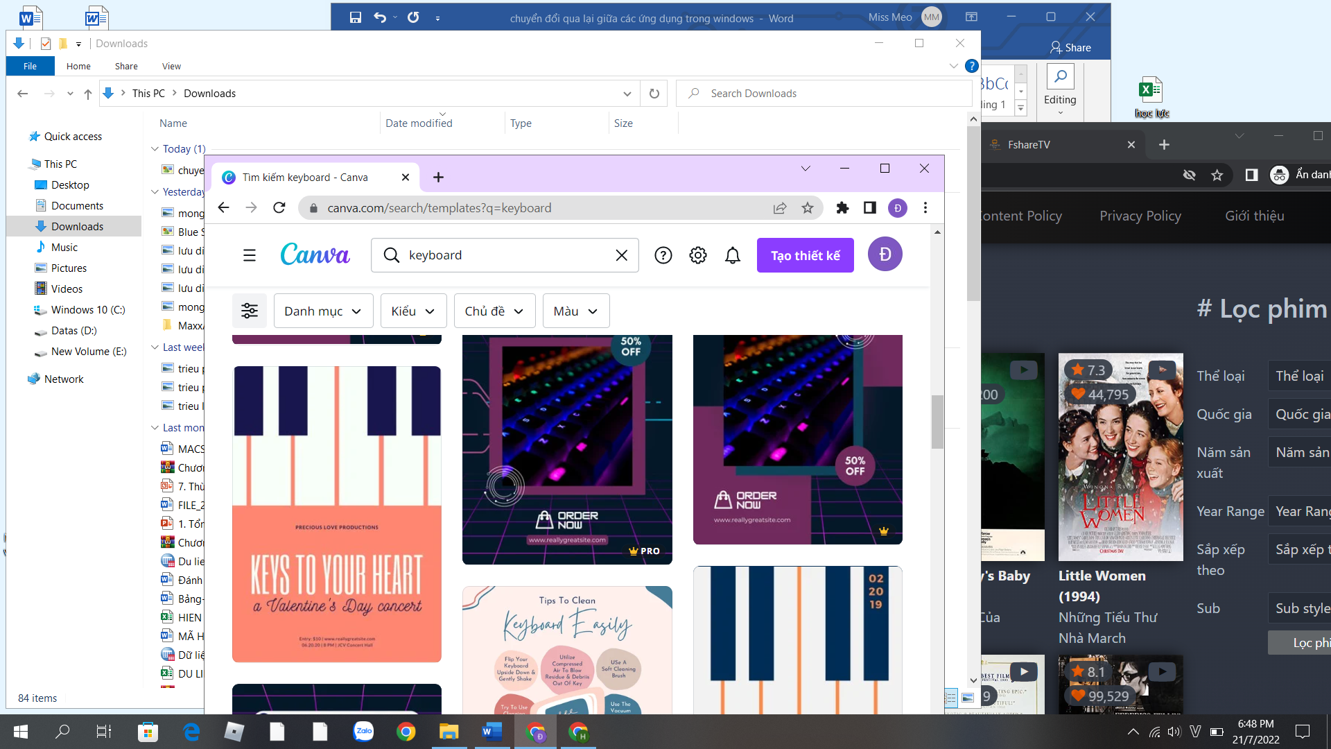 chuyển đổi qua lại giữa các ứng dụng trong windows