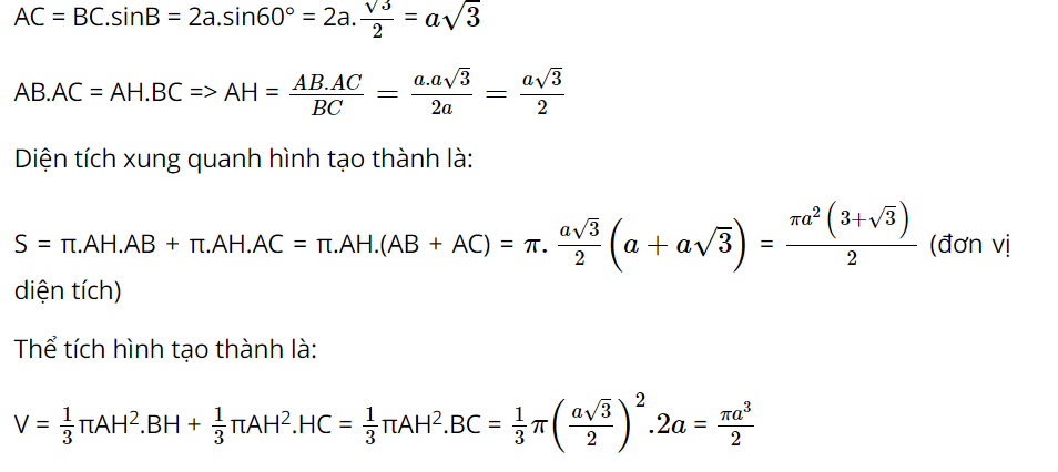 Diện tích xung quanh hình nón