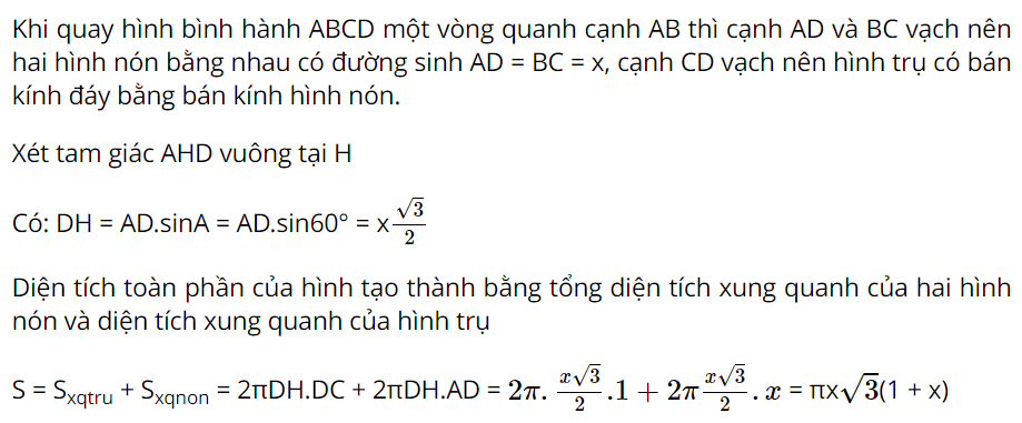 Diện tích xung quanh hình nón