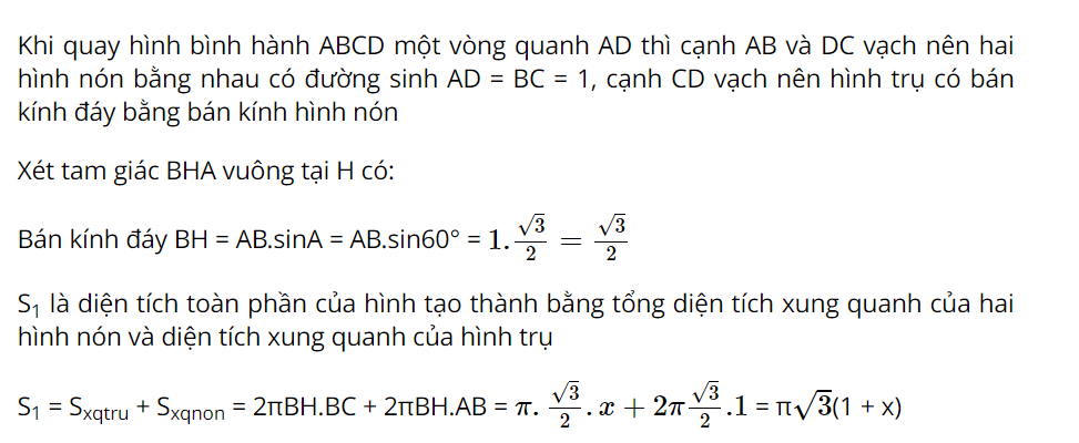 Diện tích xung quanh hình nón