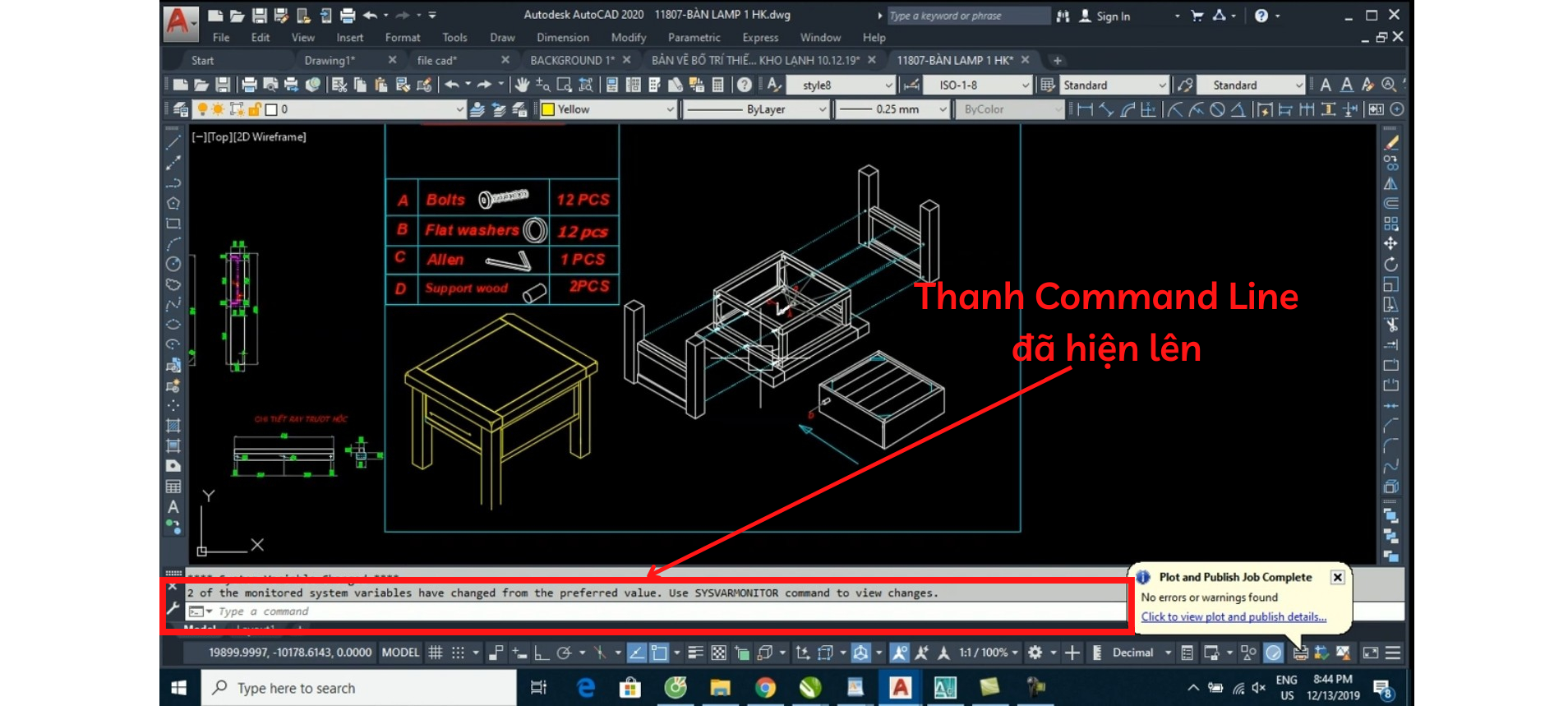 hiện gợi ý lệnh trong cad