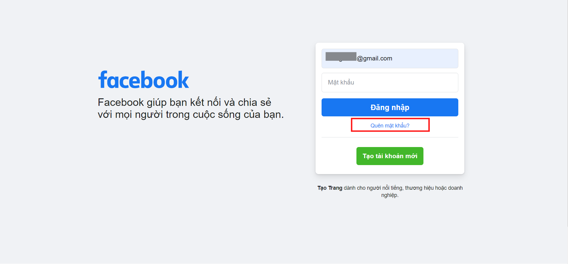 lấy lại mật khẩu facebook không cần số điện thoại