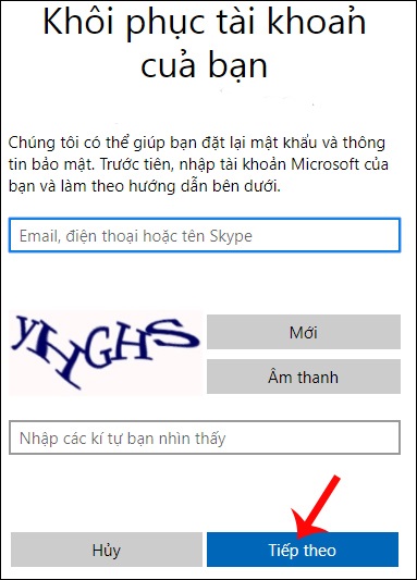 quên mật khẩu Outlook