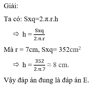 Công thức tính diện tích xung quanh hình trụ