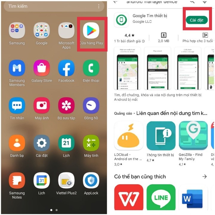 trình quản lý thiết bị android