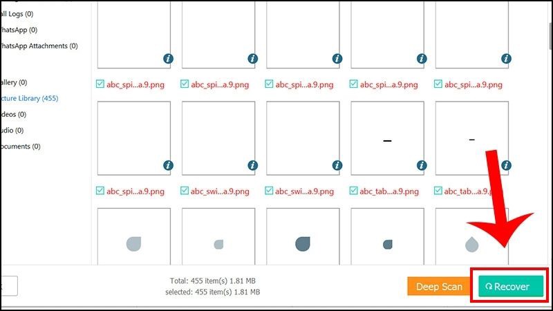 khôi phục ảnh đã xoá trong thùng rác