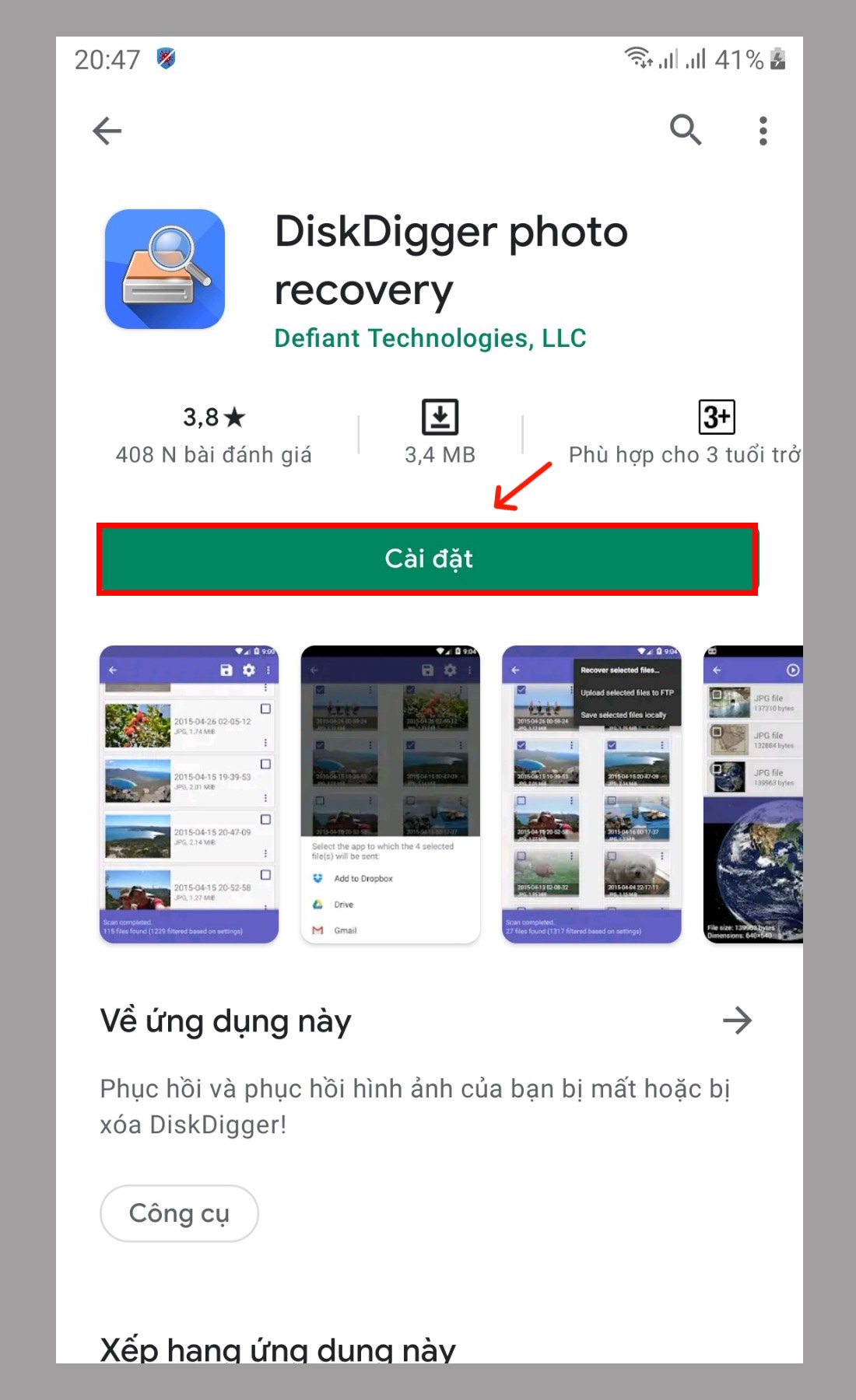 khôi phục ảnh đã xoá trong thùng rác