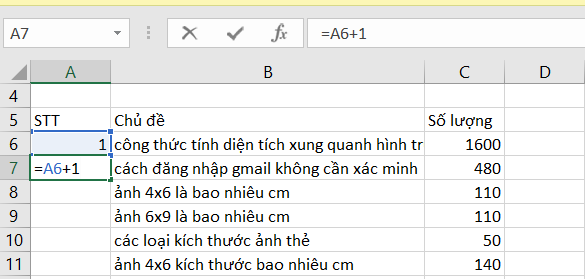 cách điền số thứ tự trong excel