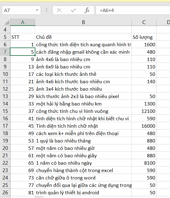 cách điền số thứ tự trong excel