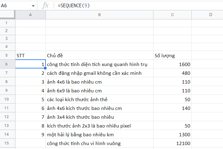 cách điền số thứ tự trong excel