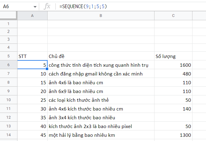 cách điền số thứ tự trong excel