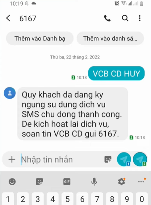 cách hủy sms banking vietcombank