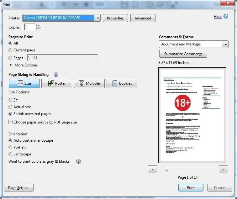 cách in PDF 2 mặt trên một tờ giấy A4
