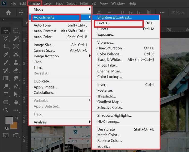chỉnh sáng ảnh trong Photoshop