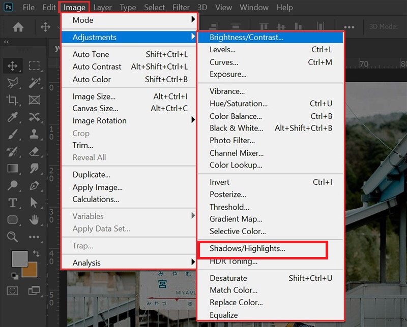chỉnh sáng ảnh trong Photoshop