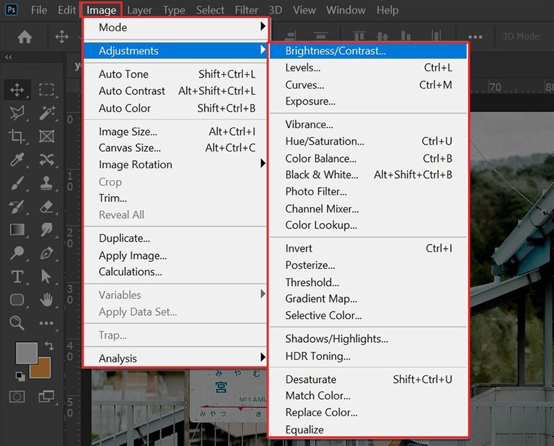 chỉnh sáng ảnh trong Photoshop