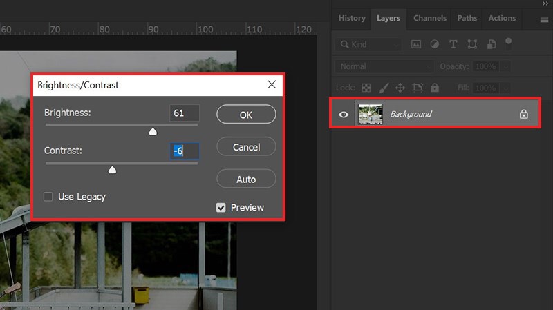chỉnh sáng ảnh trong Photoshop