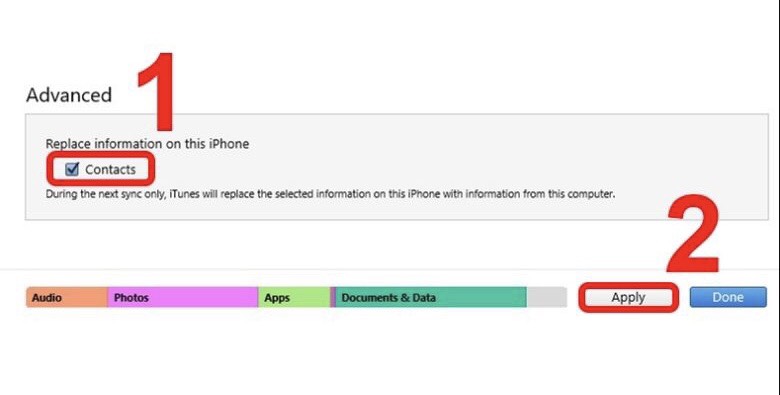 sao chép danh bạ từ iPhone sang iPhone