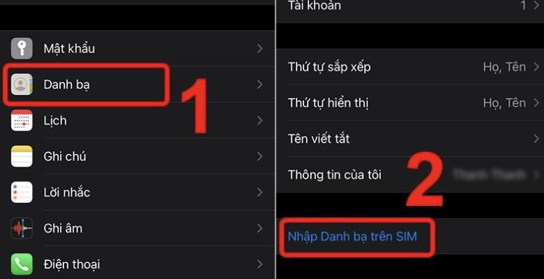 sao chép danh bạ từ iPhone sang iPhone