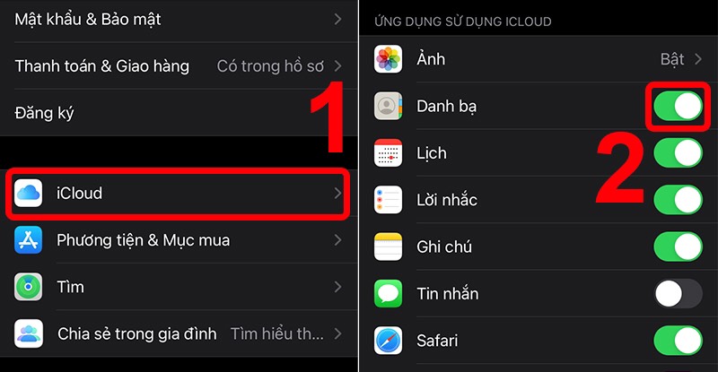 sao chép danh bạ từ iPhone sang iPhone