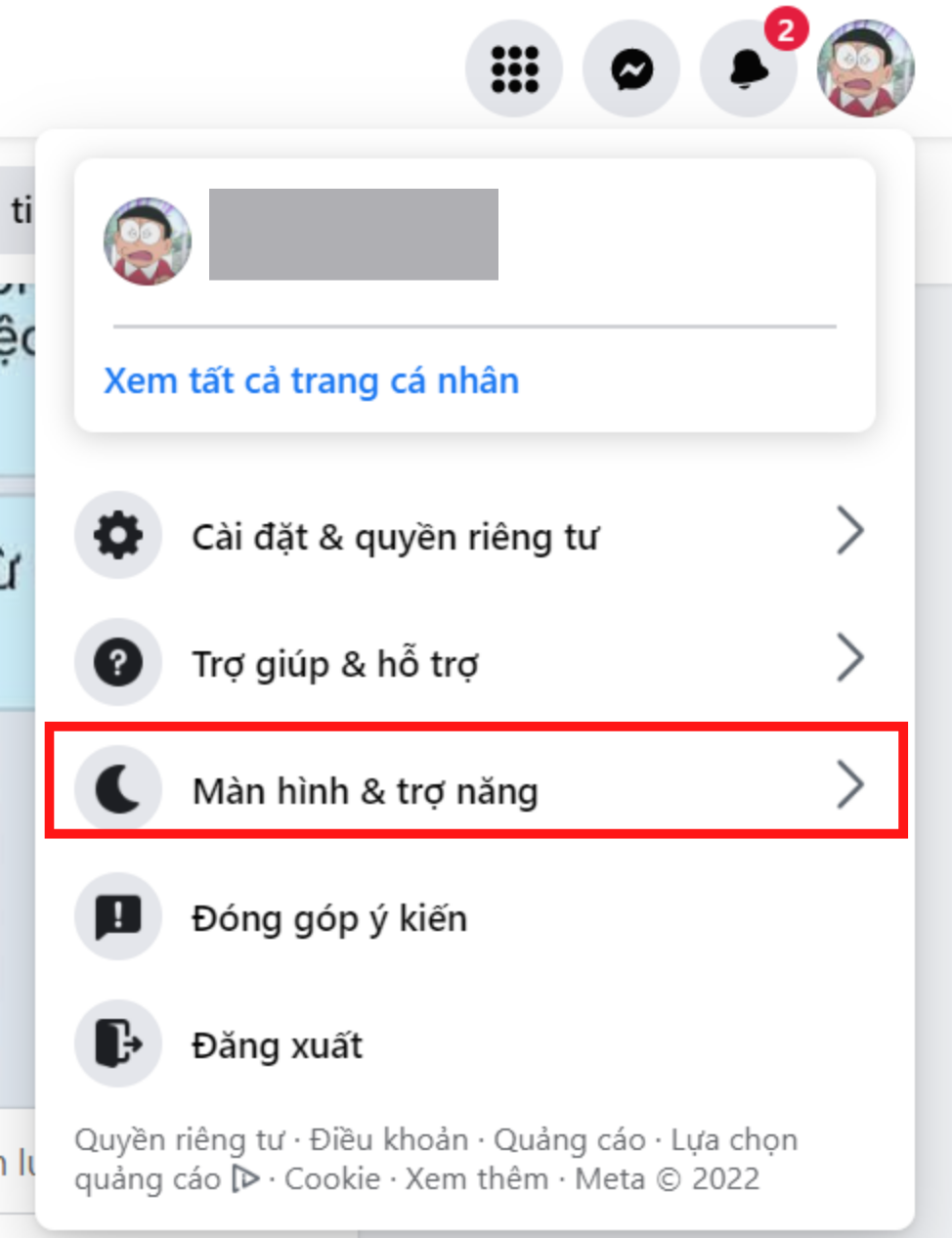 chuyển facebook sang chế độ tối