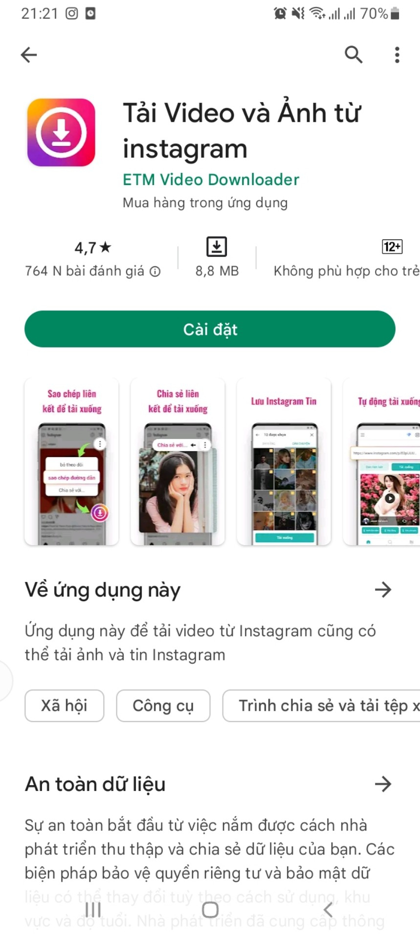 tải ảnh trên instagram về điện thoại