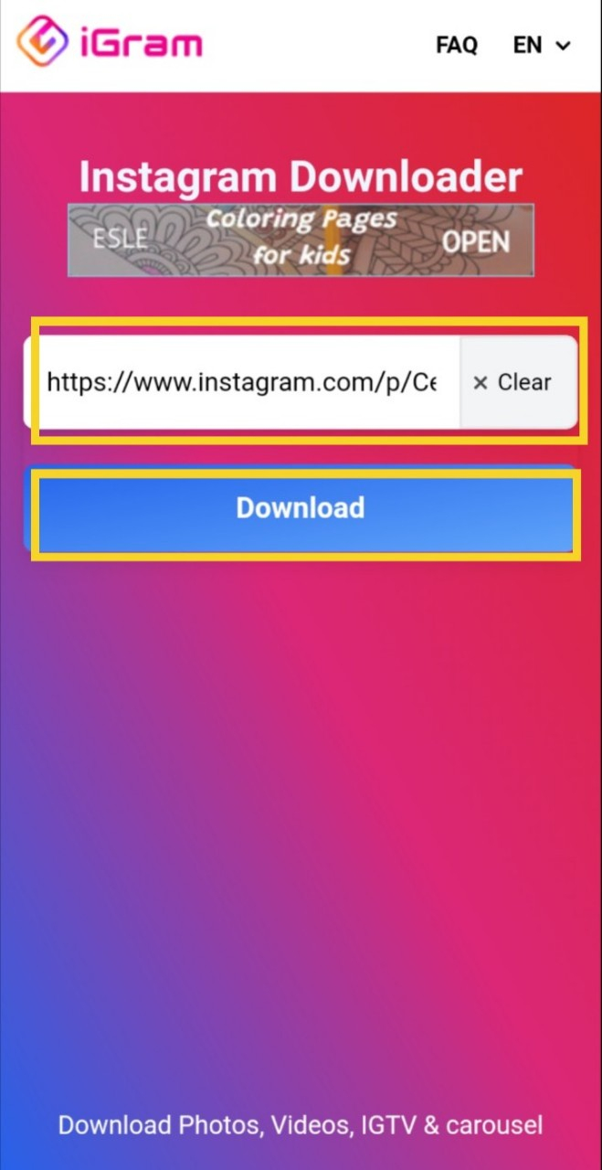 tải ảnh trên instagram về điện thoại