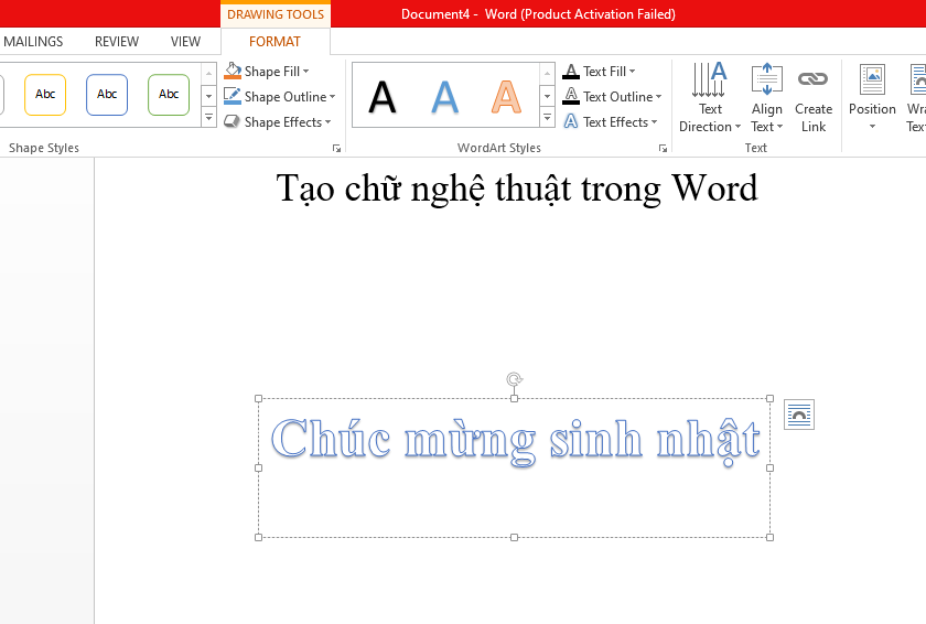 Tạo chữ nghệ thuật trong Word
