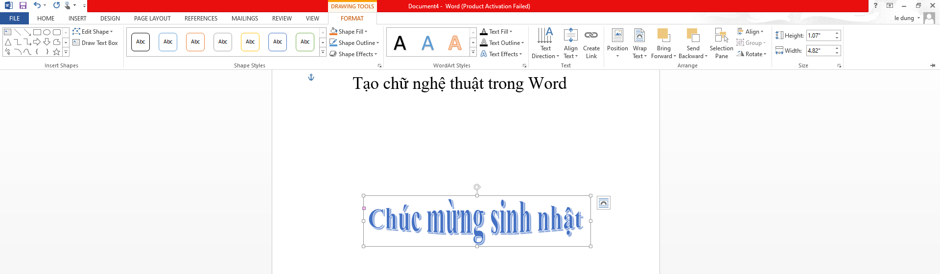 Tạo chữ nghệ thuât trong word