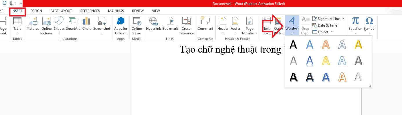Tạo chữ nghệ thuật trong Word