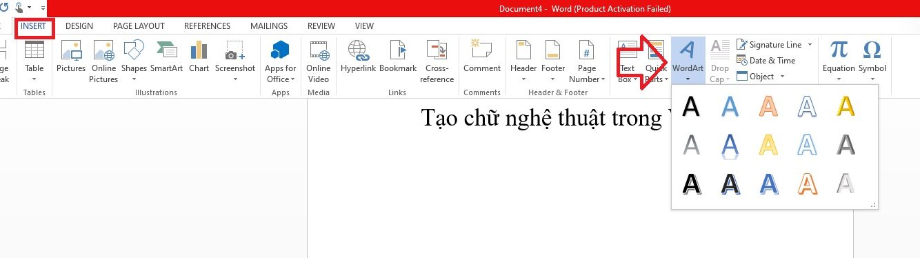 Tạo chữ nghệ thuật trong Word