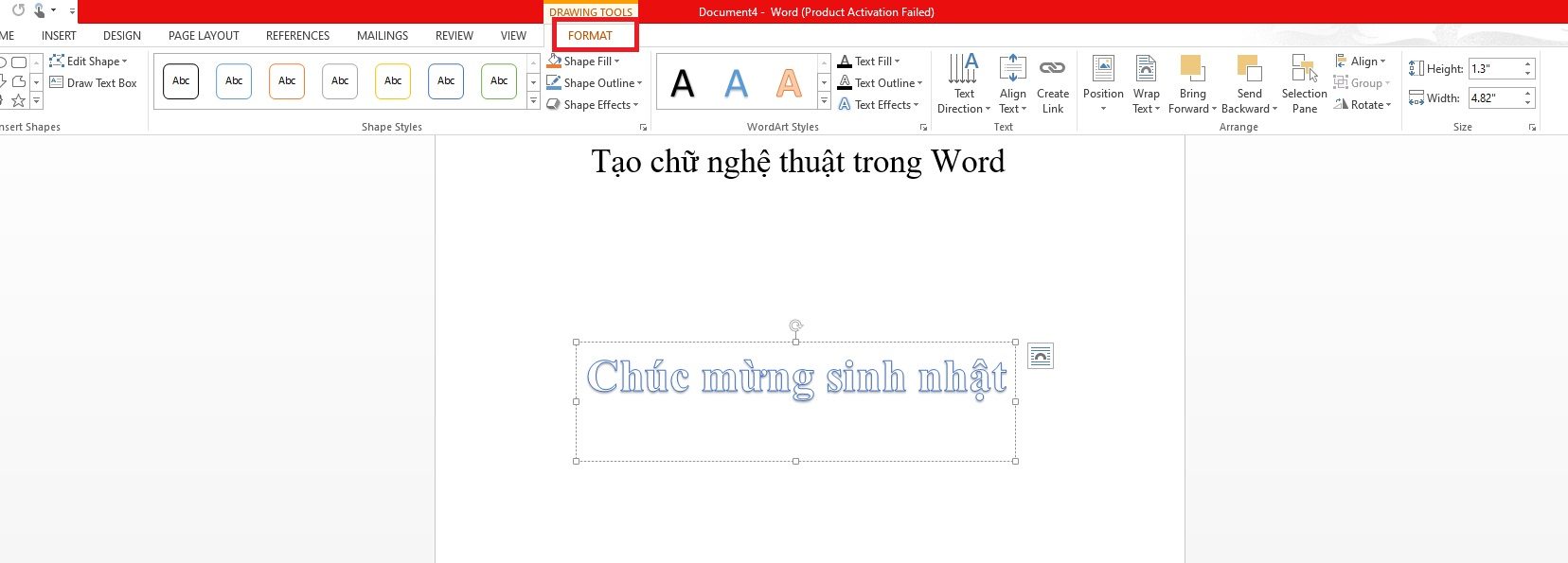 Tạo chữ nghệ thuật trong Word