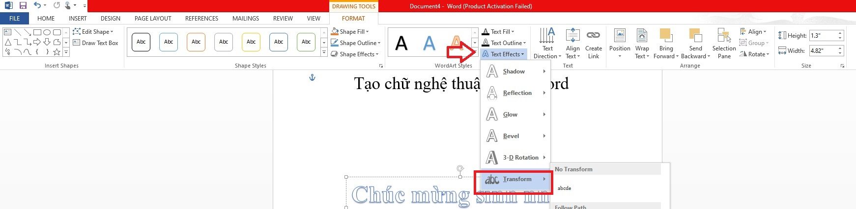 Tạo chữ nghệ thuật trong Word