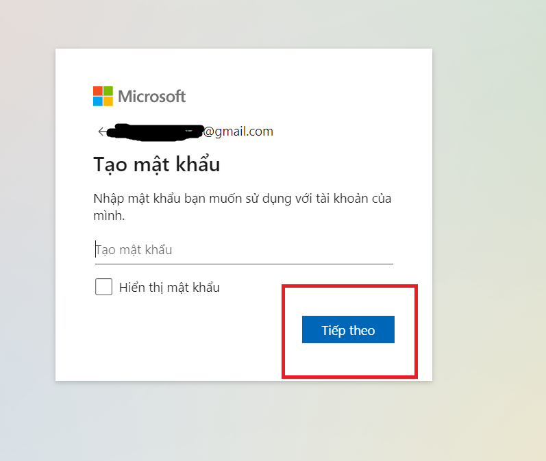 cách tạo mật khẩu microsoft