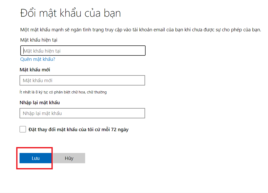 cách tạo mật khẩu microsoft