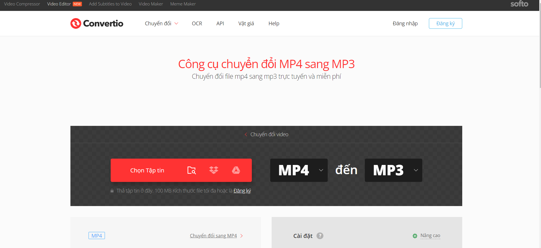 chuyển mp4 sang mp3 trực tuyến